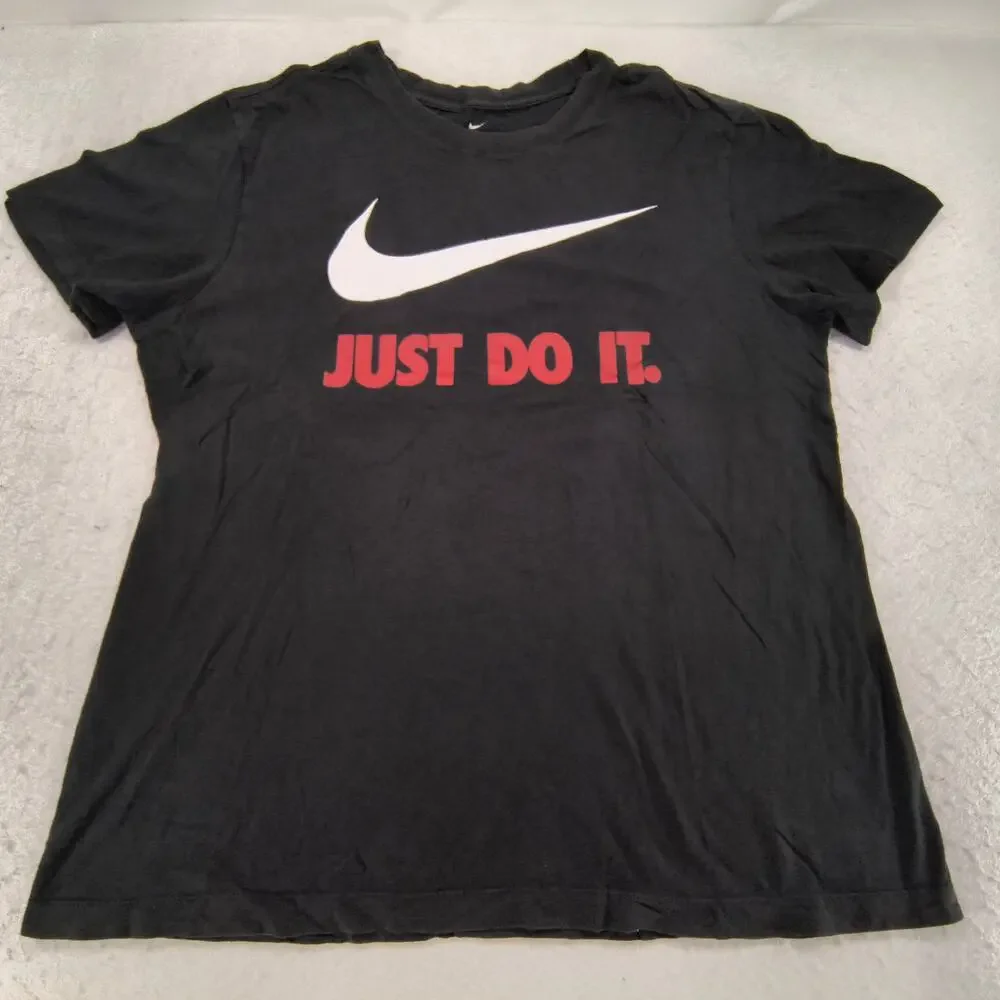 Nike Tee Just Do It Short Sleeve Casual Crew Neck Shirt Mens Size Large L Black